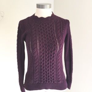 Banana Republic Open Cable Knit Sweater Purple